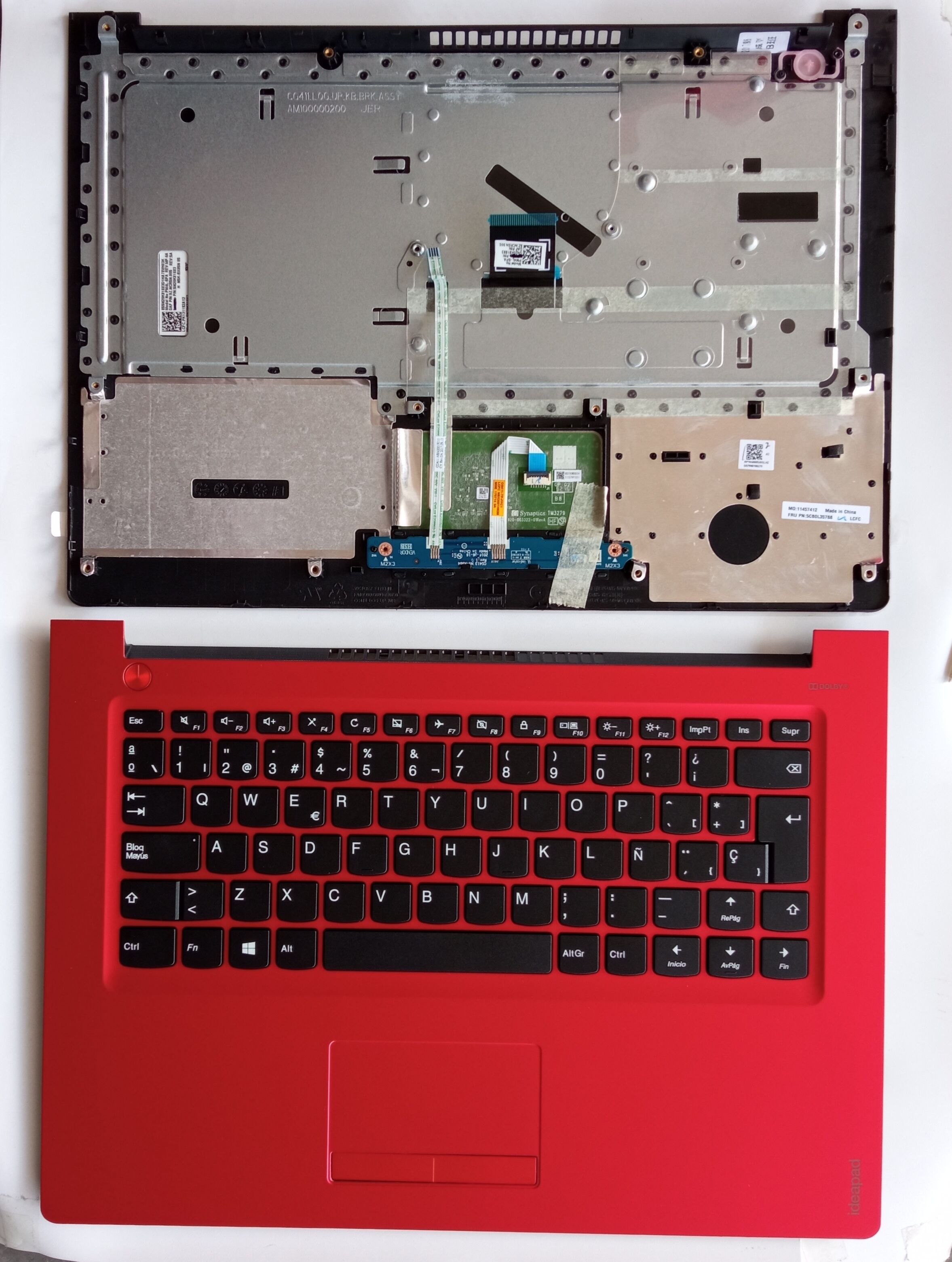 Picture of New Replacement Laptop Keyboard For LENOVO 310-14/110-14IBR without switch C shell Red Palmrest Upper Case SP Layout